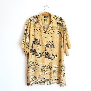 Vintage 80s Men's Thums Up for Him Tropical Hawaiian Fishing Shirt Large